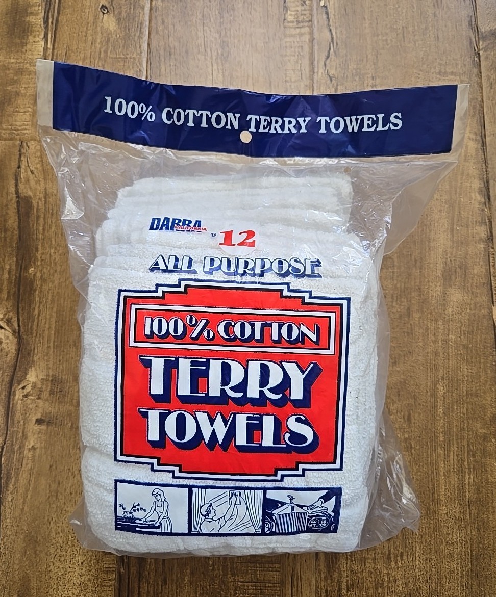 DARRA Terry Towels-White 14×17 All-Purpose 100% Cotton 12 PACK