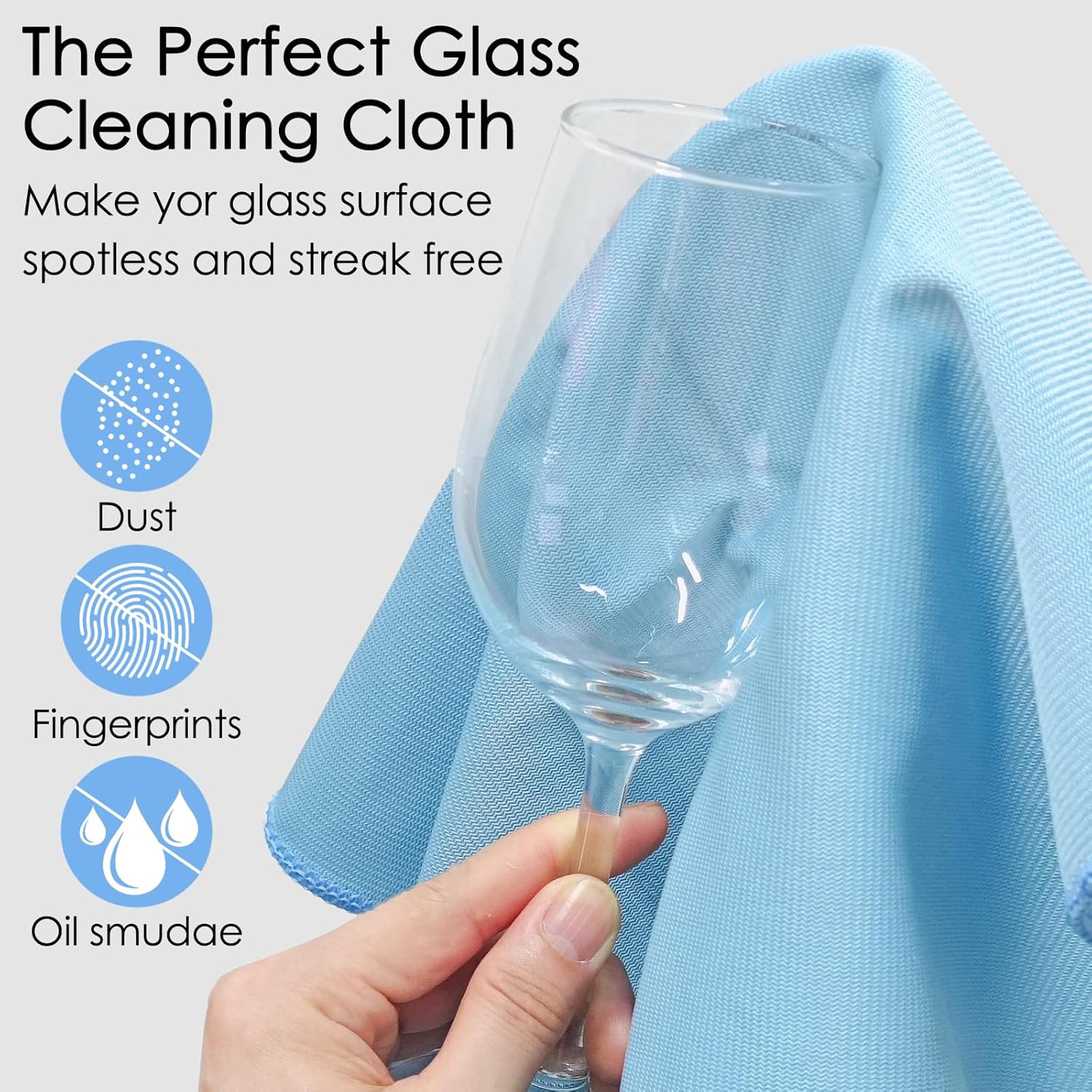 24 Pack Microfiber Glass Cleaning Cloth 16 Inch X 16 Inch Polishing Cloths