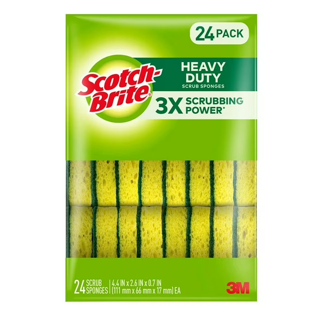 Scotch-Brite Heavy Duty Scrub Sponges Individually Wrapped- Cleaning Pads 24 ct