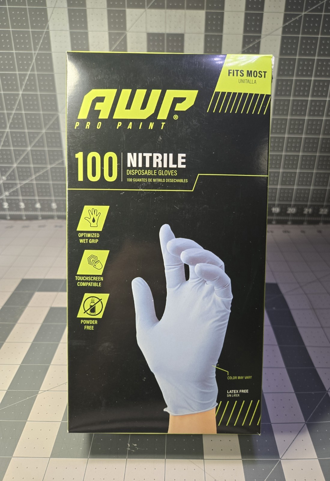 AWP 100 NITRILE DISPOSABLE GLOVES Blue FITS MOST LATEX FREE TOUCHSCREEN COMPATIB