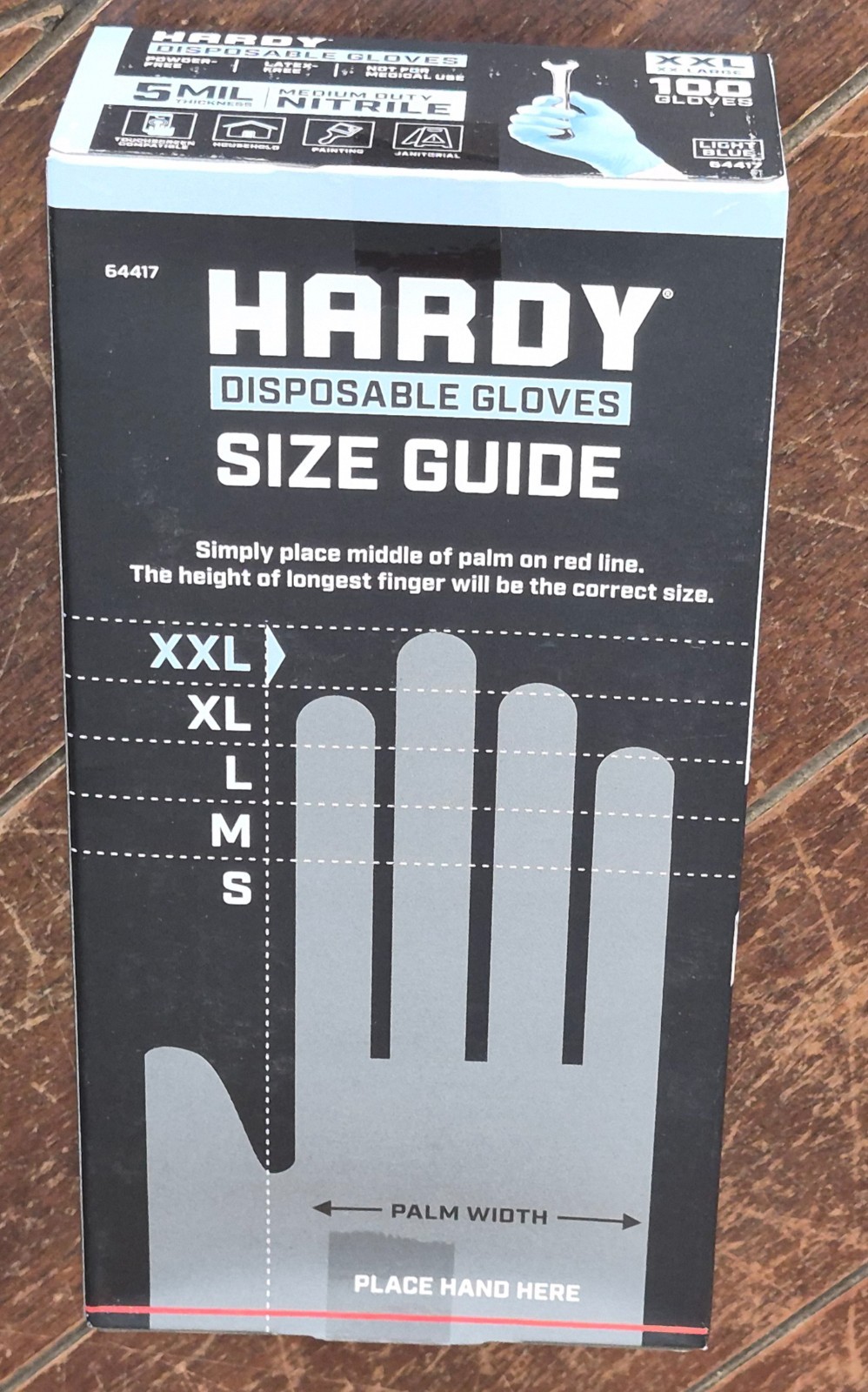 Hardy 100pc Medium Duty XXL Nitrile Light Blue Disposable Gloves -Powder Free-