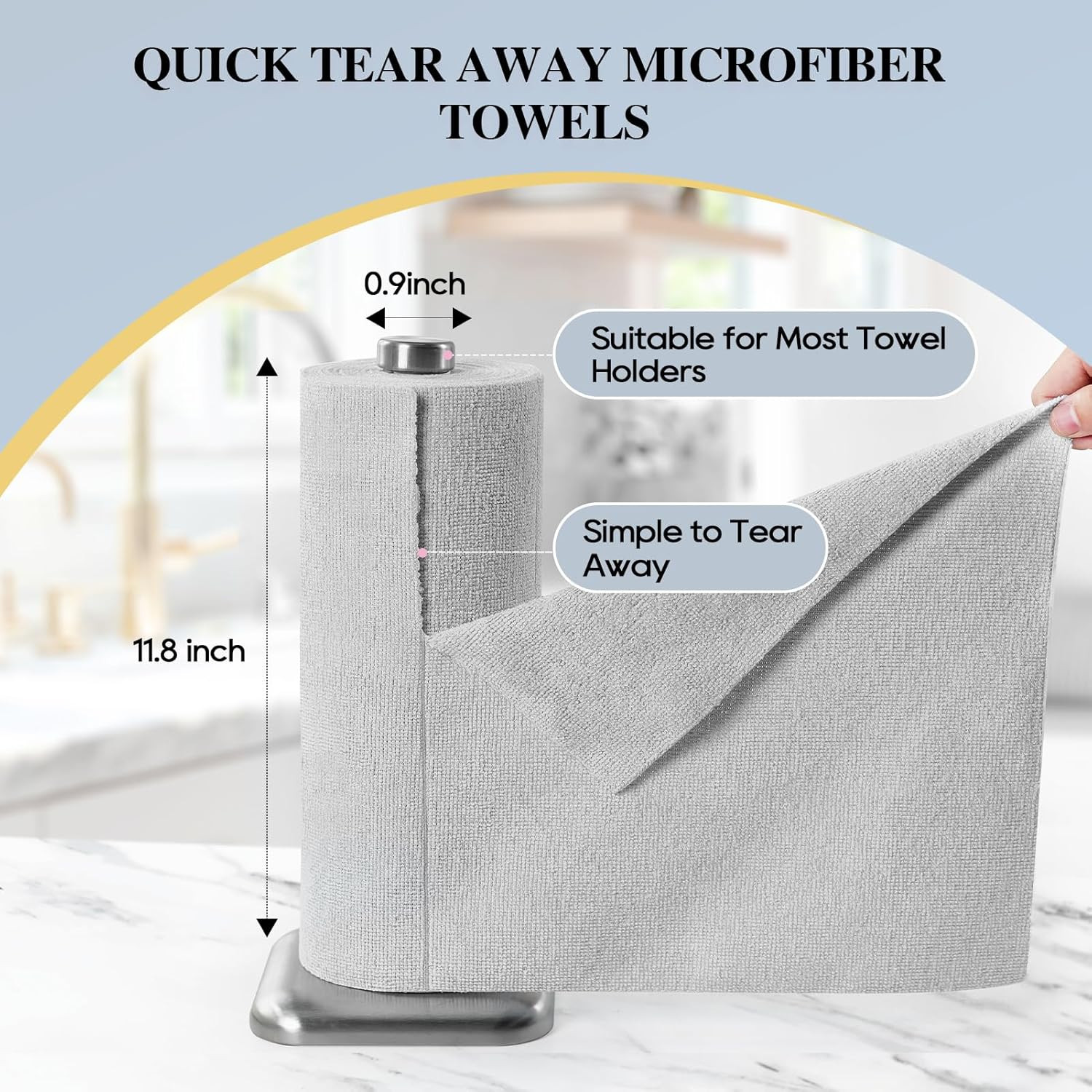 HONOVA Microfiber Cleaning Cloth Roll 45 Pack, Reusable Paper Towels Washable Ro