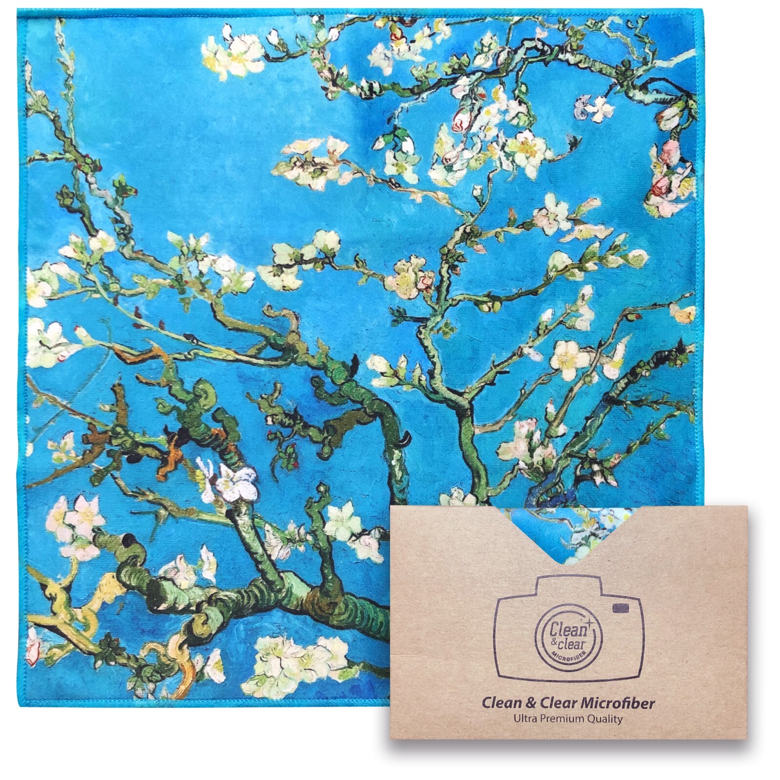 LARGE[6 Pack](Gogh “Almond Blossoms”) – ULTRA PREMIUM QUALITY Microfiber Cloths