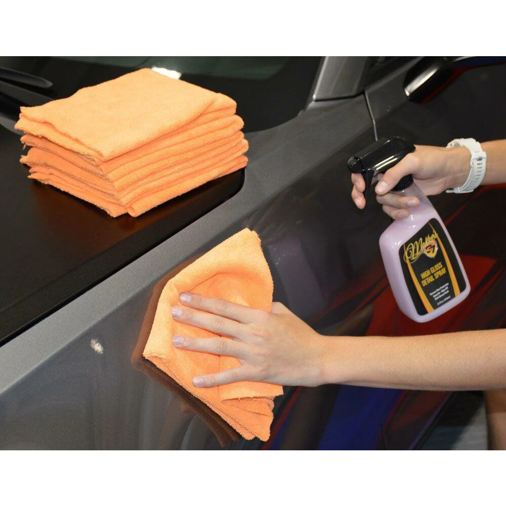 QTY 5 – Orange Brushed Edgeless Premium Microfiber Terry Towel – car auto clean