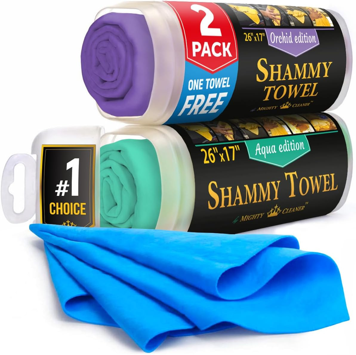 Premium 2Pk +1 Free Shammy Cloth for Car Drying – 26″X17″ – Super Absorbent