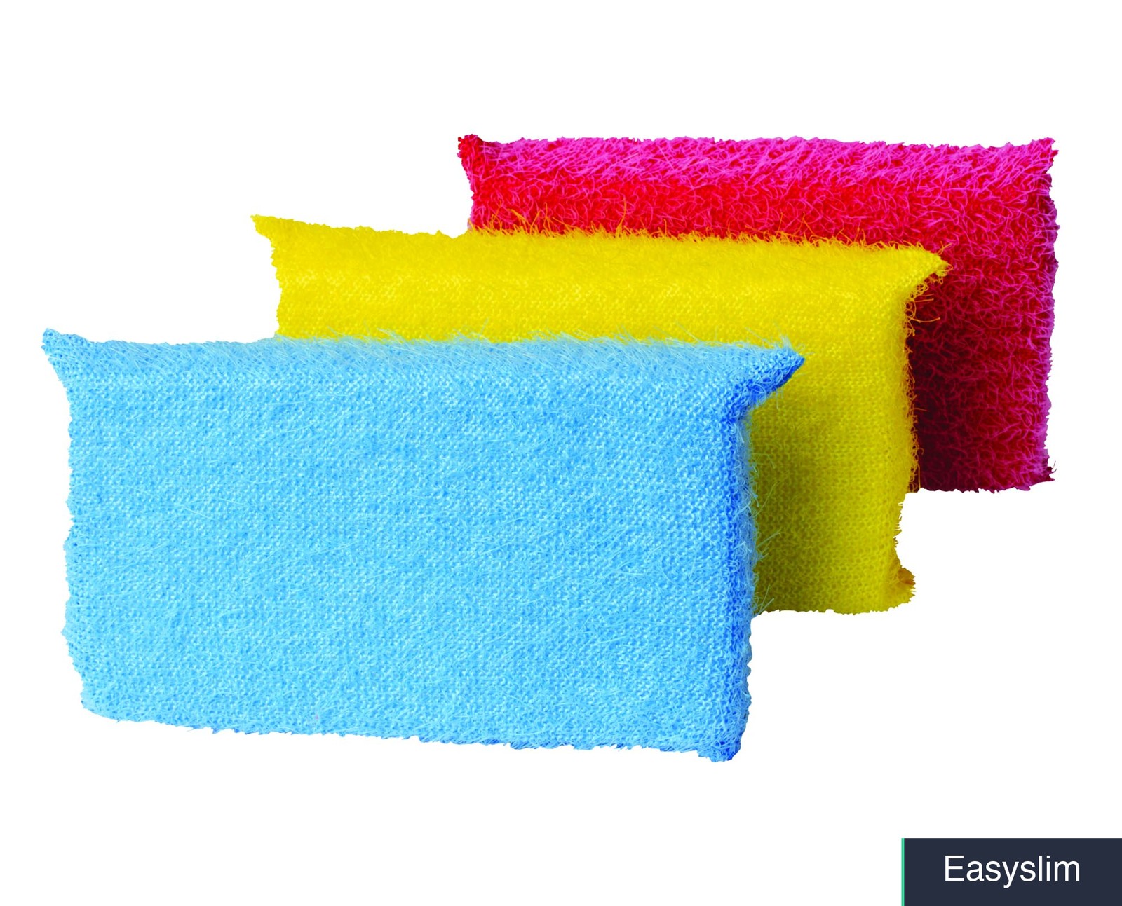 Scrub Sponge 3 Pack Cellulose Blue Yellow Coral Dishwasher Safe
