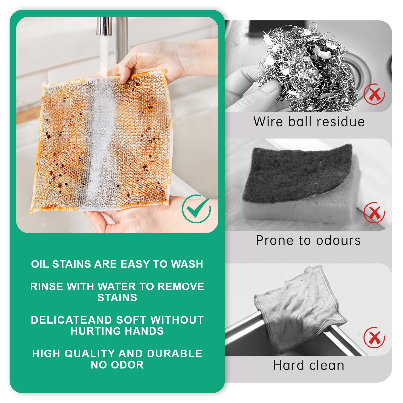 10Pcs Multipurpose Wire Dishwashing Rag, Reusable Non-Scratch Wire Dishcloth