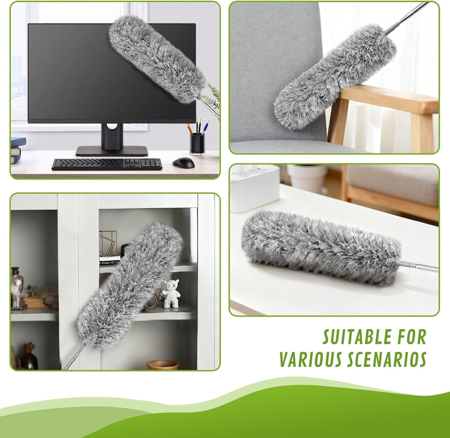 100-inch Duster with Extension Pole, 8-in-1 Cobweb Duster Kit Includes Chenille