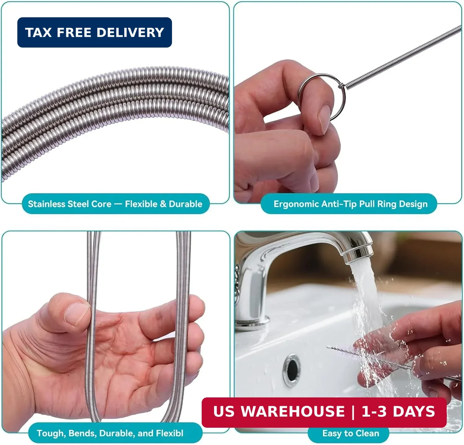 2 Pack 120 Inch Flexible Drain Brush, Sunroof Drain Cleaning Tool for Ice Maker,