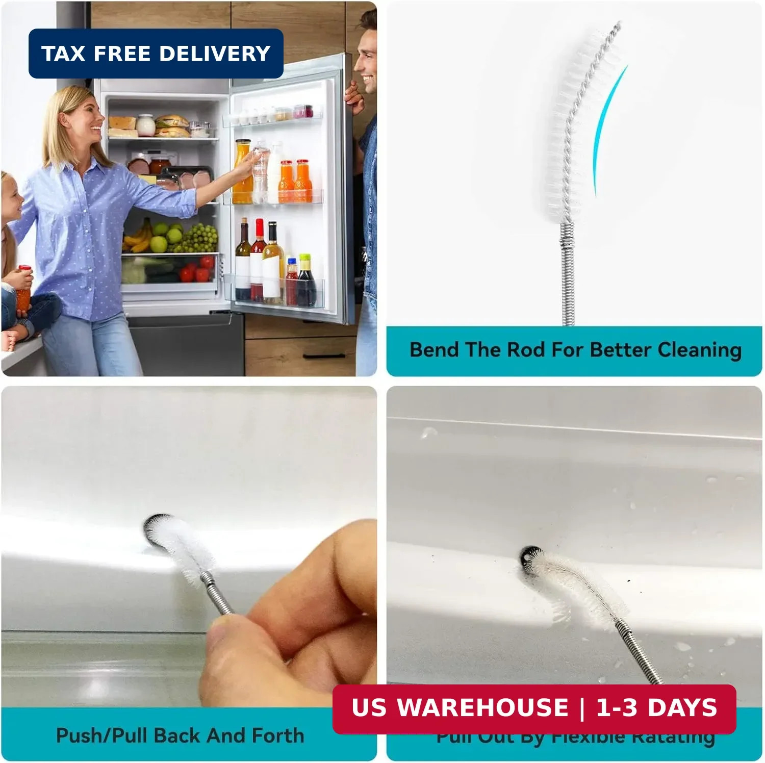 2 Pack 120 Inch Flexible Drain Brush, Sunroof Drain Cleaning Tool for Ice Maker,