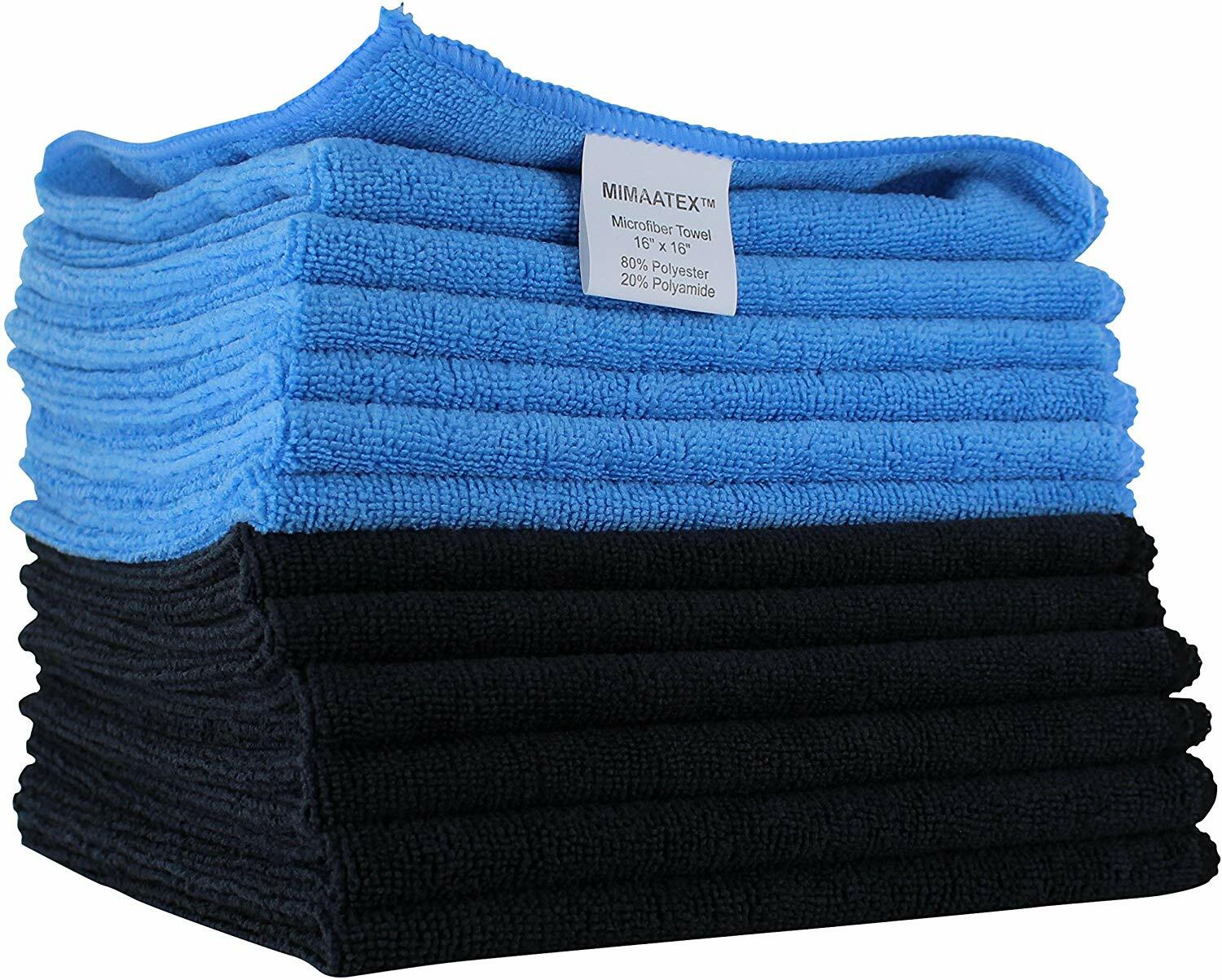 Microfiber Cleaning Cloth-12 Pack-16×16 inches-300 GSM-Lint Free