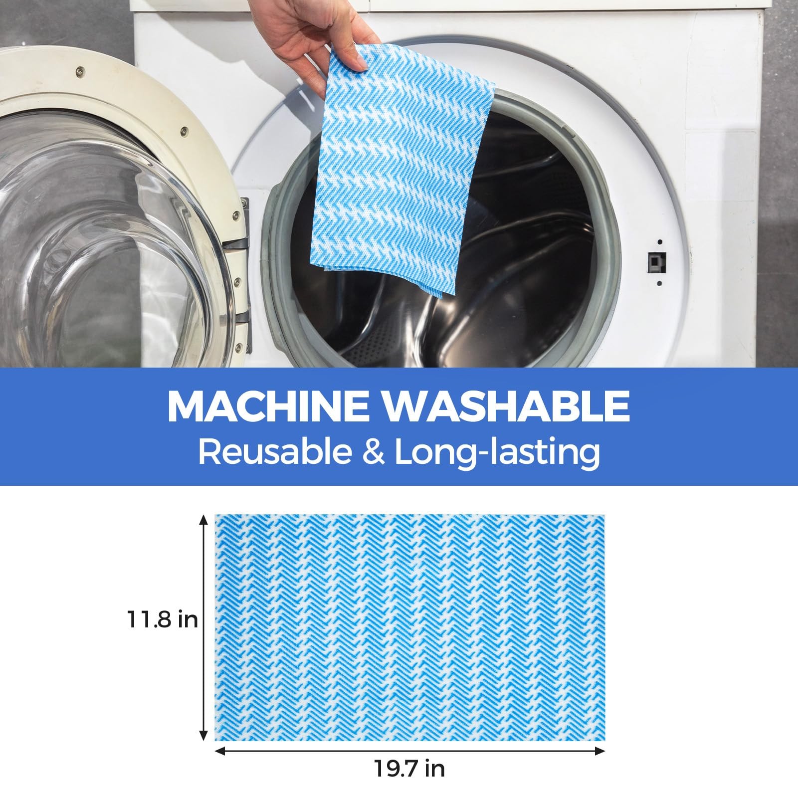 Peachicha Reusable Cleaning Towels, Multi-Purpose Handy Large, Blue,50 Pcs