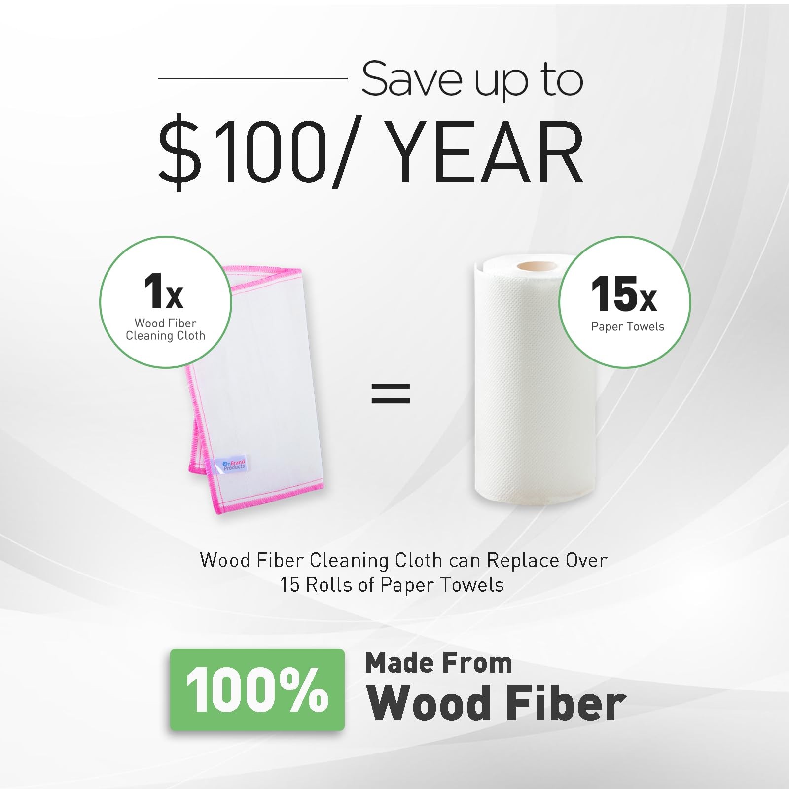 OnBrand Naturally Wood Fiber Cleaning Cloth, 10 Pack 10 PACK, Blue and Pink