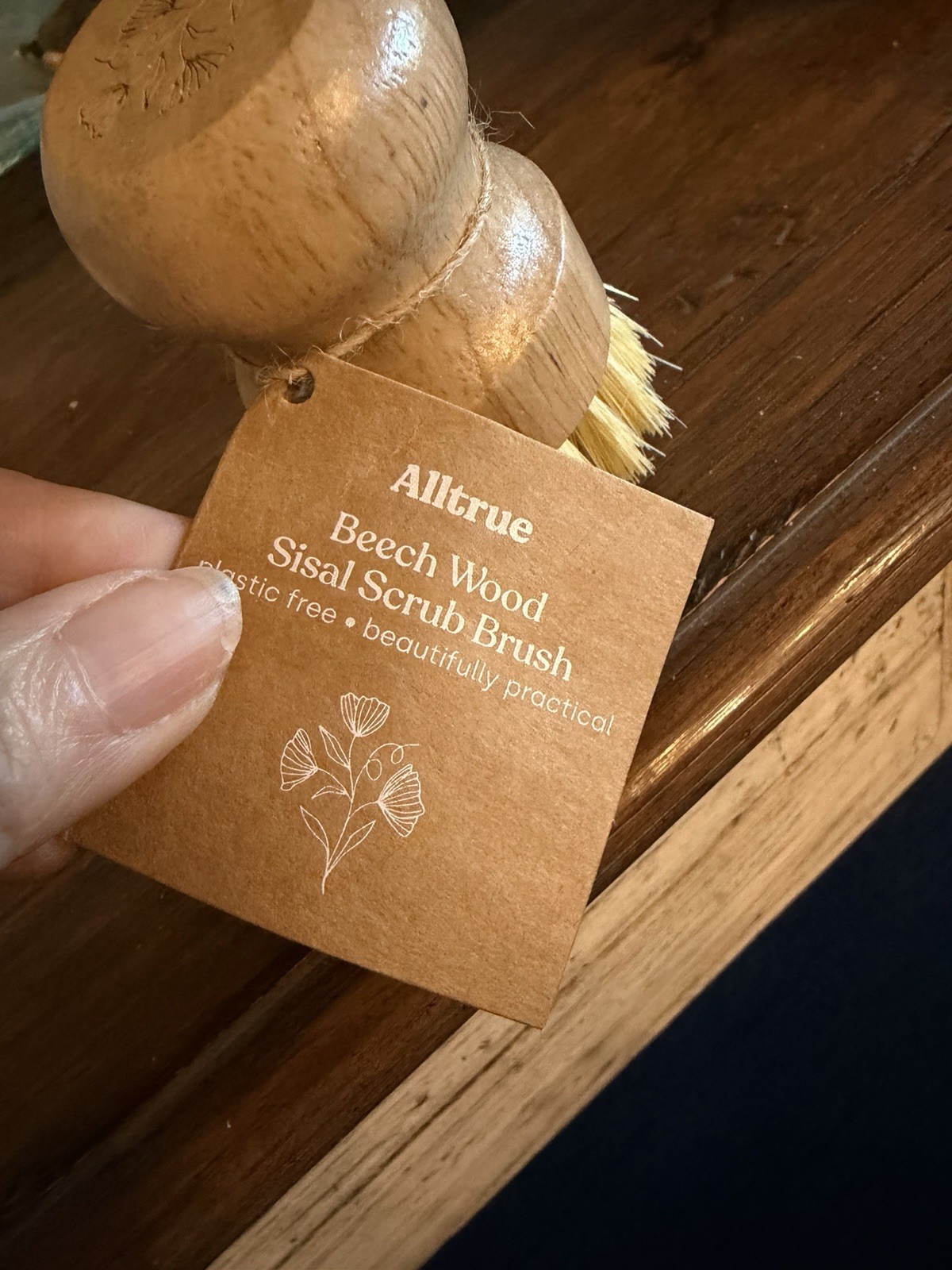 Alltrue Beech Wood Sisal Scrub Brush, Biodegradable, Floral, 8cm x 5cm