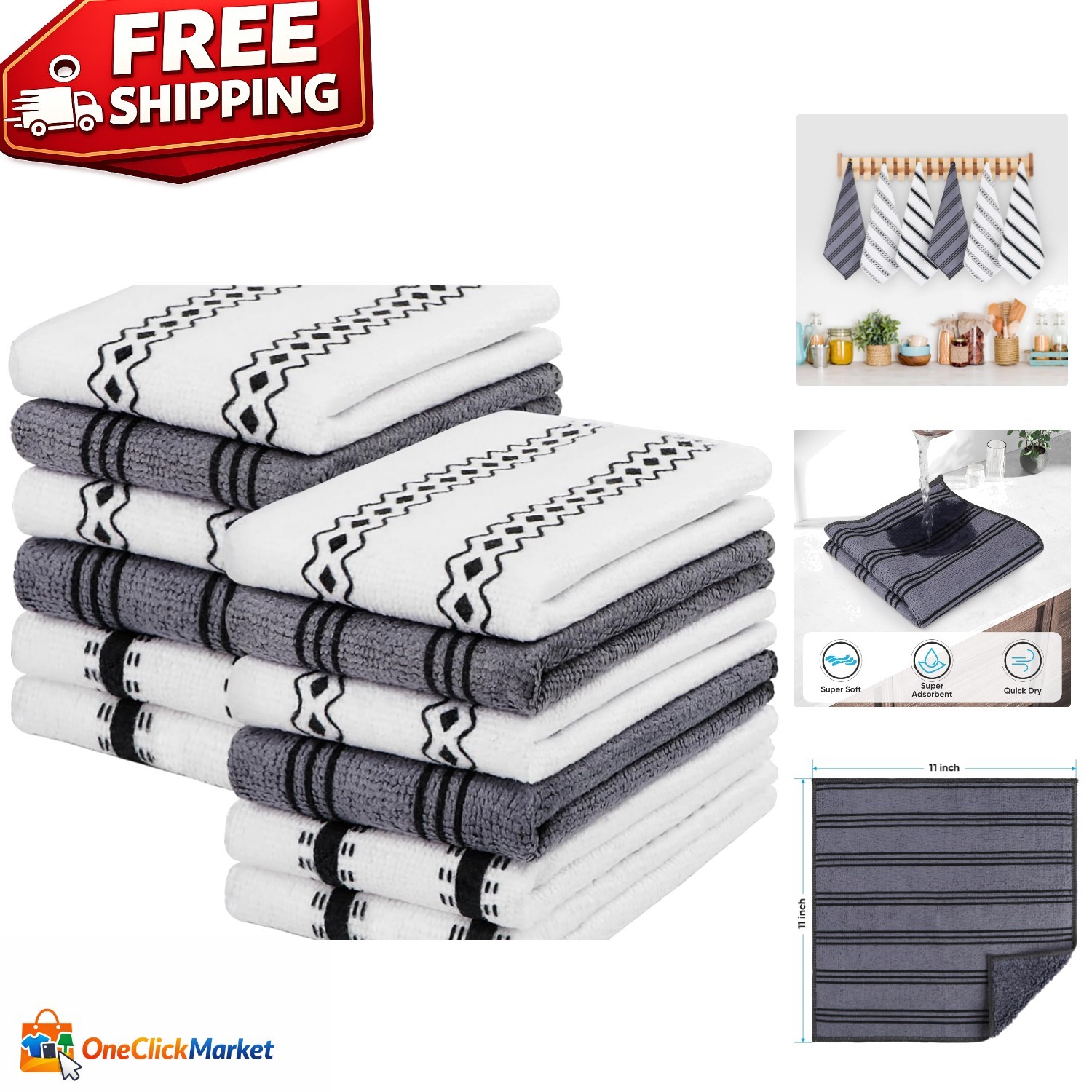 Versatile 12 Pack Microfiber Towels, 11×11 – Perfect for Kitchen & Household Use