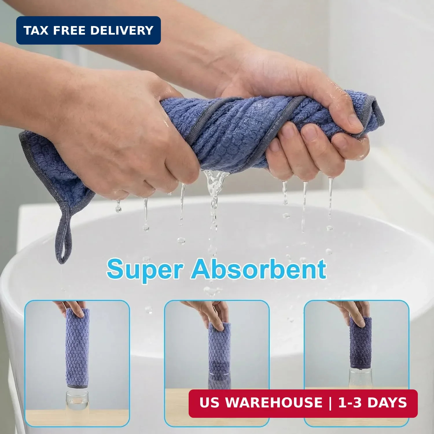 Microfiber Cleaning Cloths 12″ x 12″: 10 Pack Reusable lint-Free | Towels for Gl