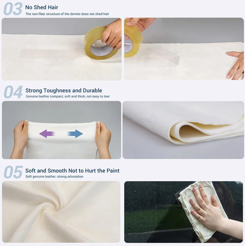 1pc Natural Chamois Sheepskin Car Wash Cloth Ultra Absorbent Cleaning Towel