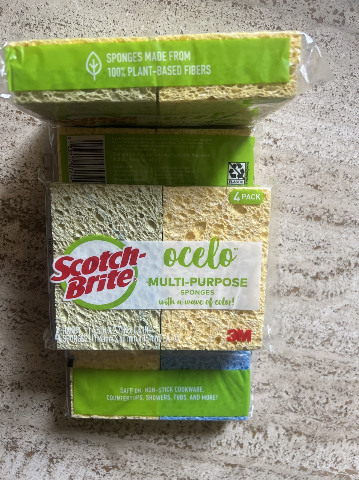 4 Pack (x2) Scotch Brite Ocelo Multi-Purpose Sponges, Assorted Colors, 8 total