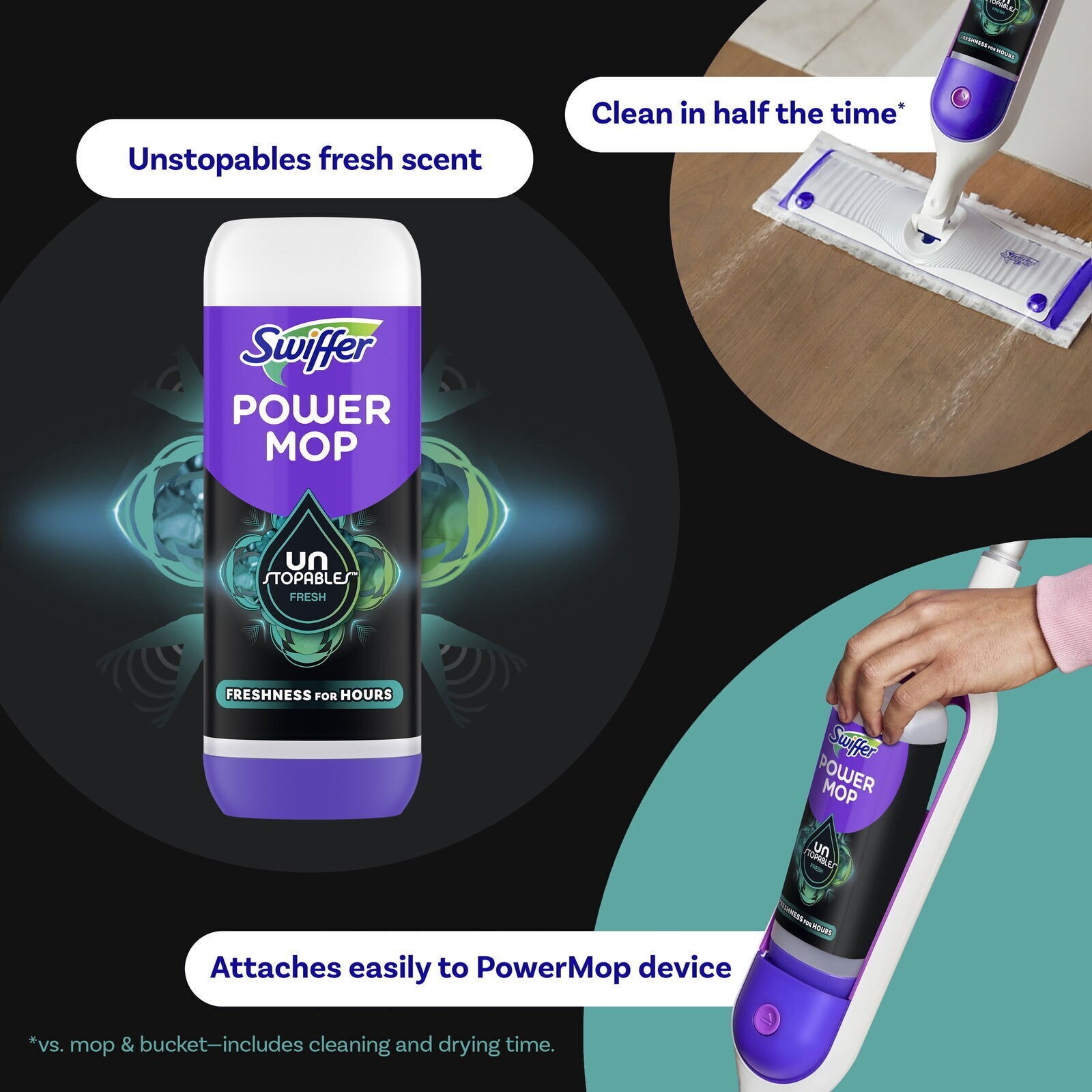 Power Mop Floor Cleaner Solution with Unstopables Fresh Scent 25.3 fl oz 2 Pack