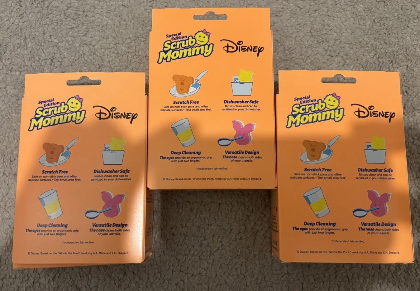 Limited Edition 3 Disney Tigger, Piglet & Winnie the Pooh Scrub Mommy Sponges