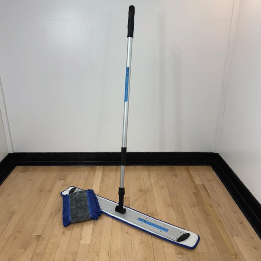 48 inch professional floor mop with microfiber head 2 pads silver and black