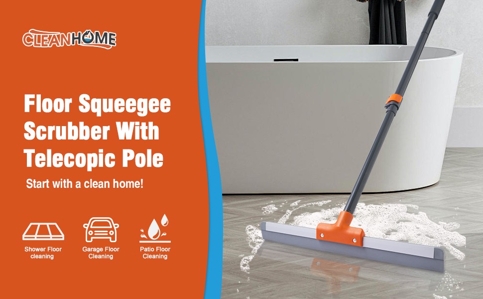 Rubber Floor Squeegee for Concrete Floor, Tile Floor, Metal Aluminium Heavy Duty