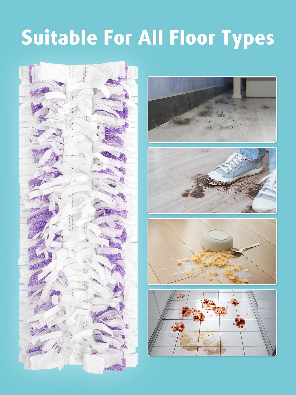 AIR U 24 Pack Disposable Power Mop Pads Refills for Swiffer Power Mop Unscented