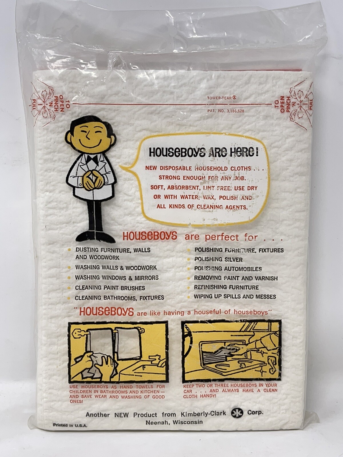 VTG 70’s NOS Houseboys Soft Reusable Disposable Household Paper Cloths 12-PACK