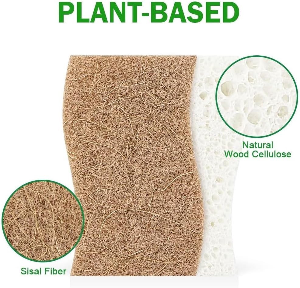 Sponges Non Scratch, 6Count, Natural Sponge for Non Stick Cookware, Sponge