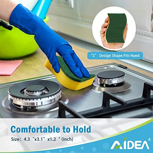 AIDEA Heavy Duty Scrub Sponge-50 Count, Cleaning Assorted Colors , Sizes