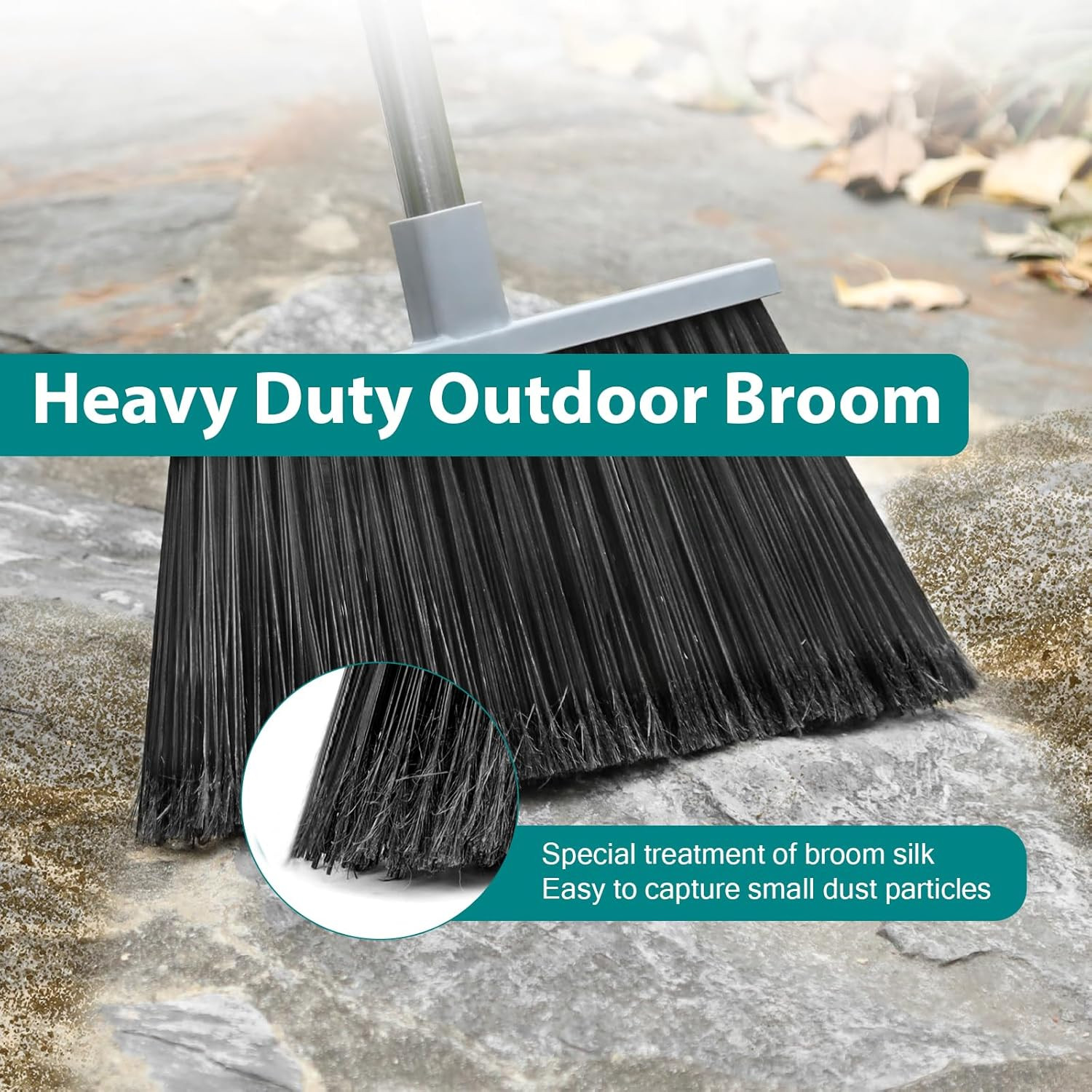 Heavy Duty Angle Broom 58″ Steel Handle, Wide Head, 1 or 4 Pack Outdoor/Indoor