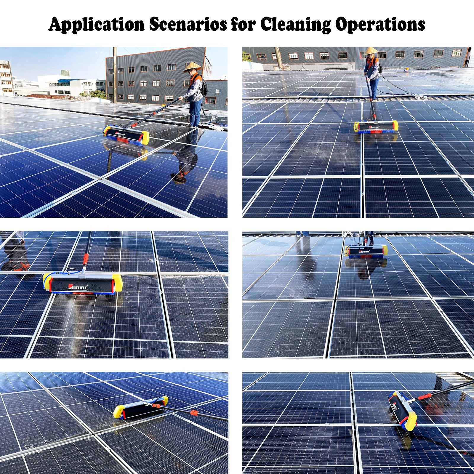 Solar Cleaning Roller Brush-18ft Water Fed Rod 360° forward and reverse rotation