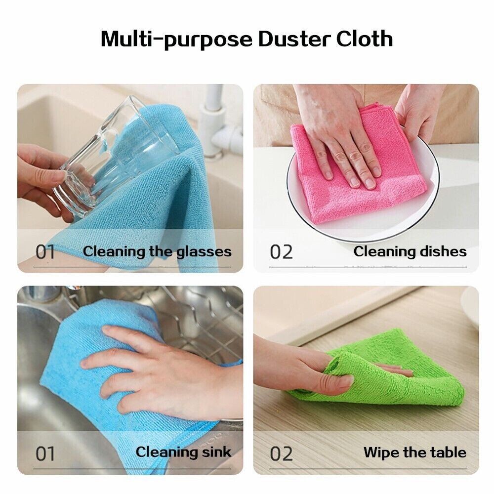 Pack of 5 Microfiber Multi-purpose Cleaning Cloths Set 11.8″ x 11.8″ Size Each
