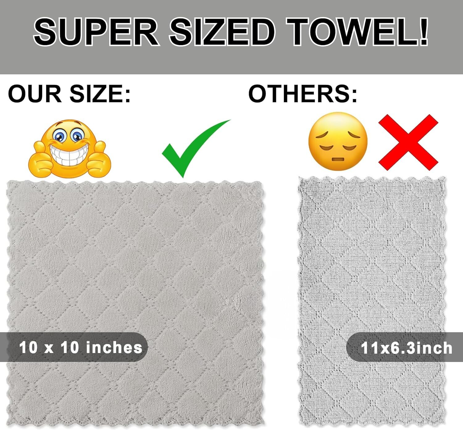 12 Pack Kitchen Dish Cloths (10×10 Inches) All Purpose Microfiber dishtowels