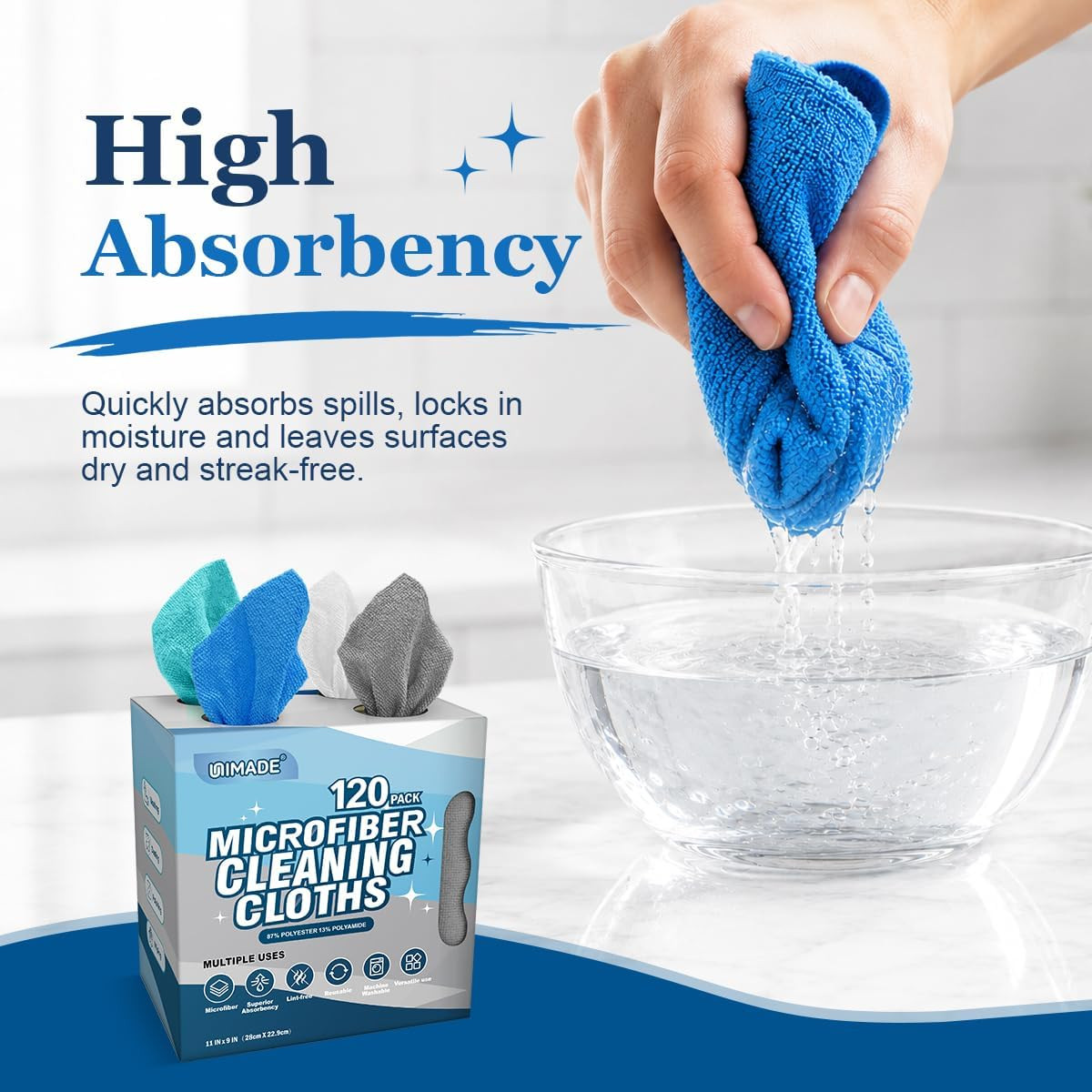 Microfiber Cleaning Cloth, 120 Pack Reusable Paper Towels Microfiber Towels for
