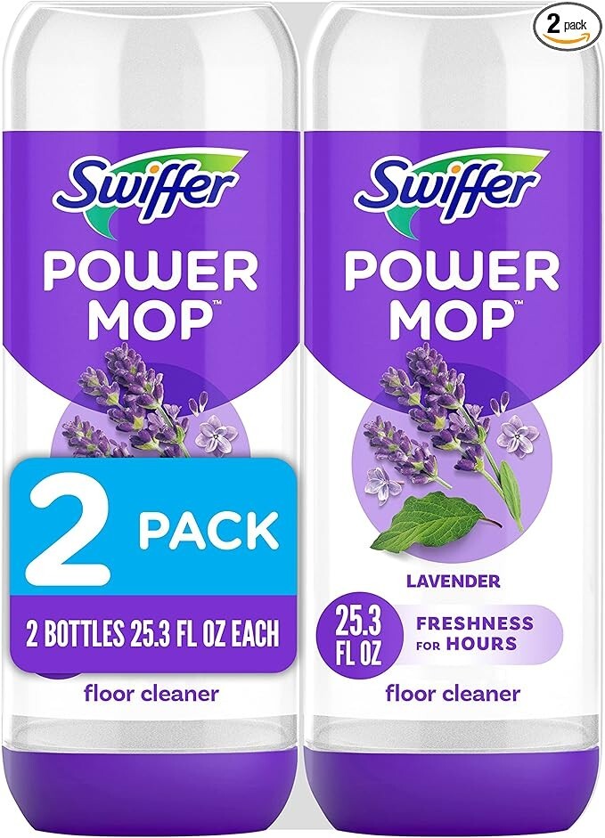 New Swiffer PowerMop Liquid Floor Cleaner Solution, Lavender, (25.3 oz, 2 Pack)