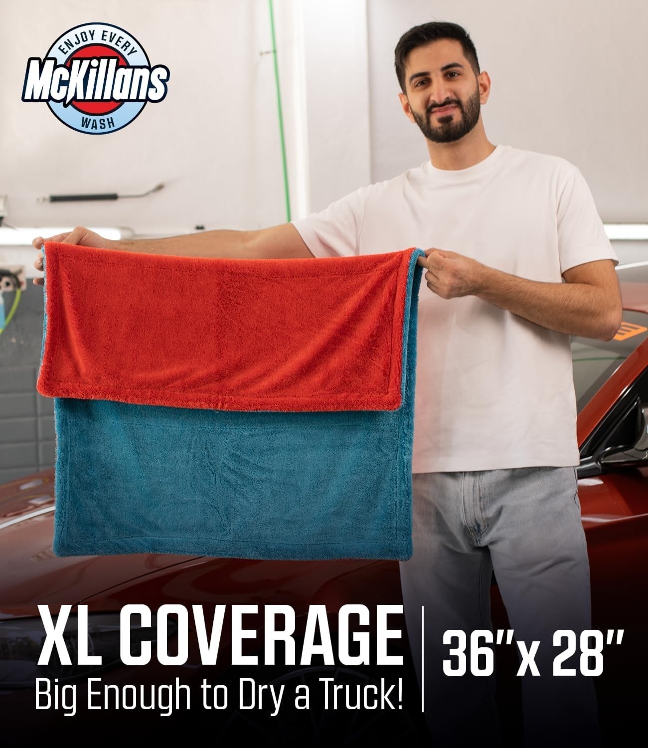Toalla de secado para coche bicolor extragrande XL Sin bordes suave y absorbente