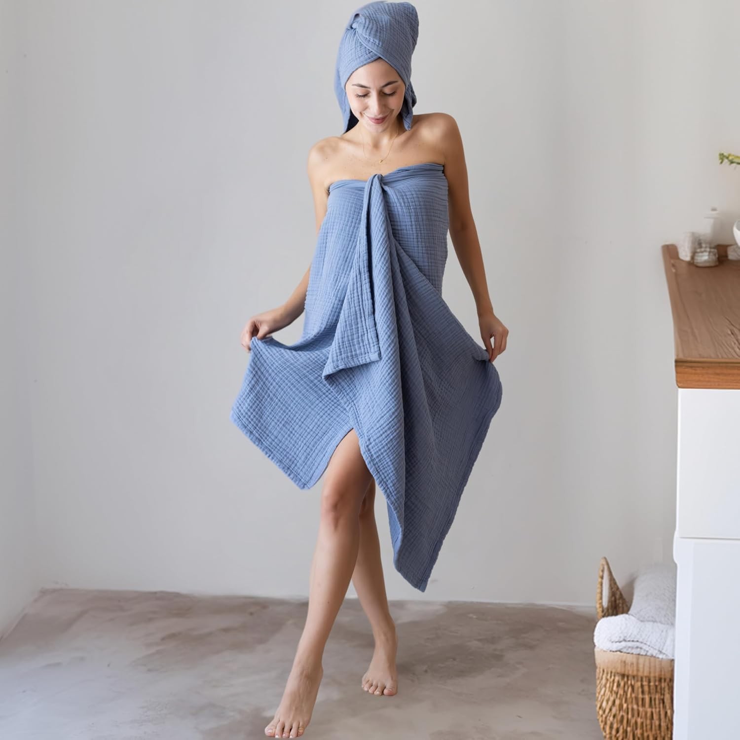 Ultra Soft Muslin Towel Adult Set, 100% Turkish Cotton 4-Layer 2 Pieces Luxury