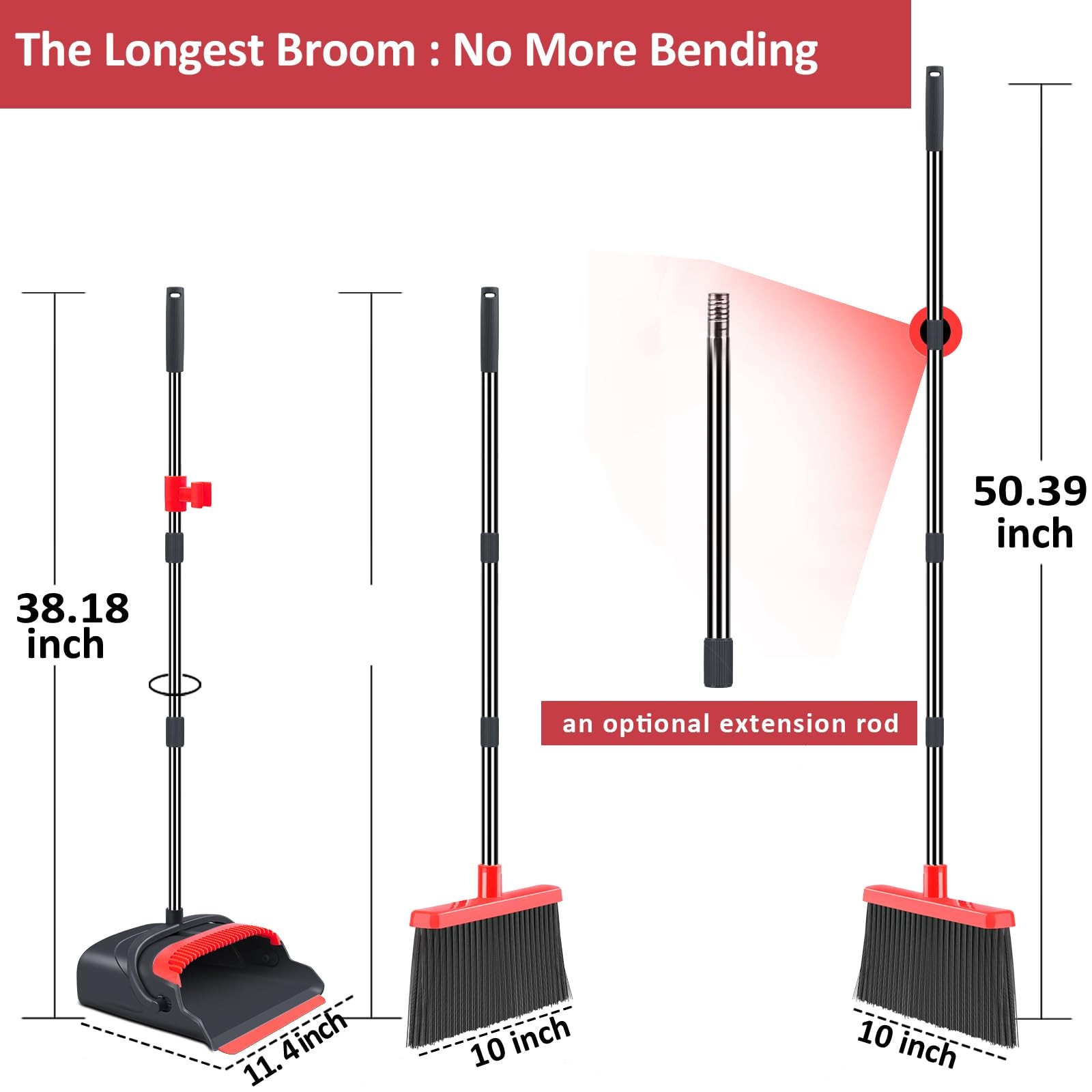 Upgrade Broom and Dustpan Set, Broom with Dustpan Combo Set, Large Size and w…