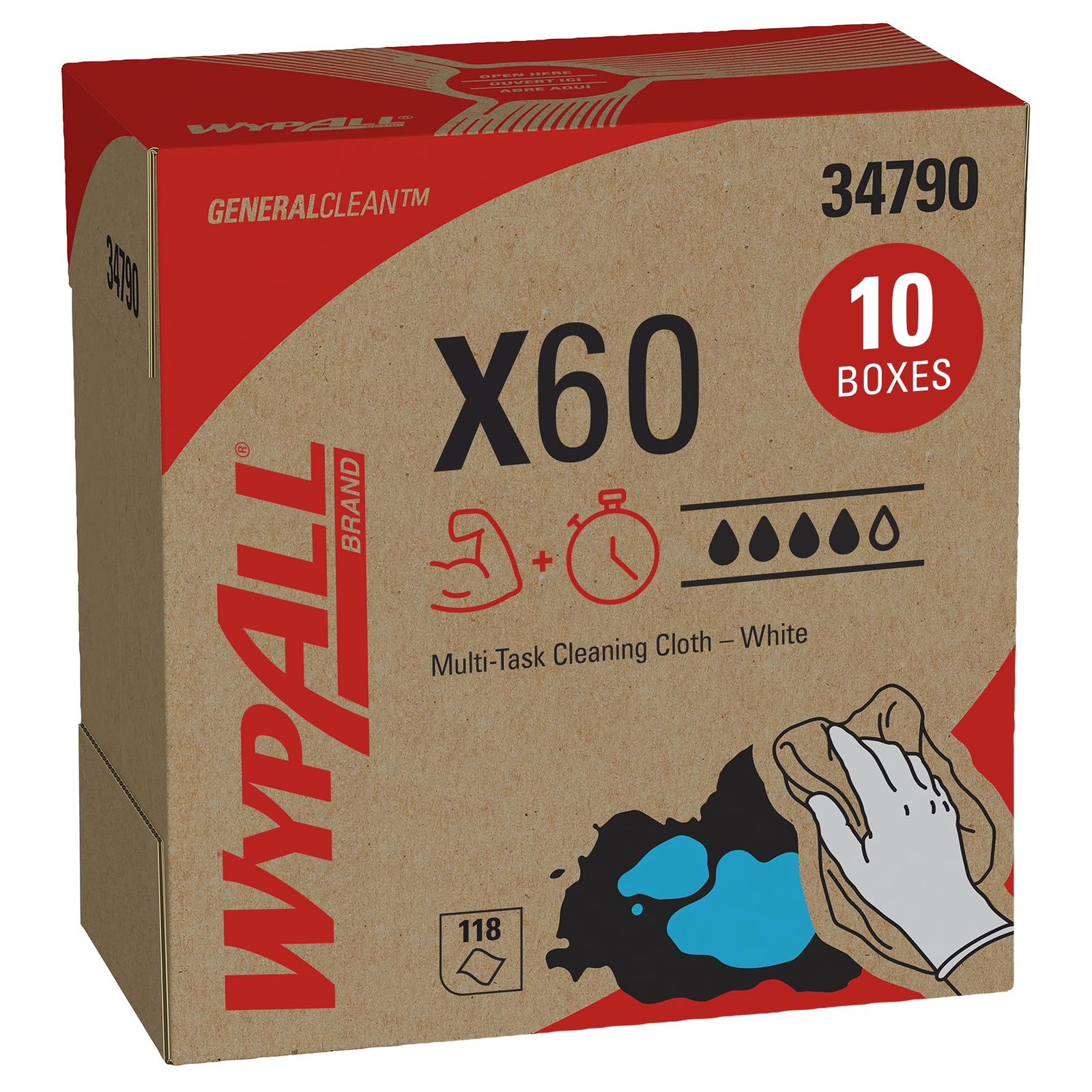 WypAll General Clean X60 Multi Task Cleaning Cloths 1180 Count Pack of 10