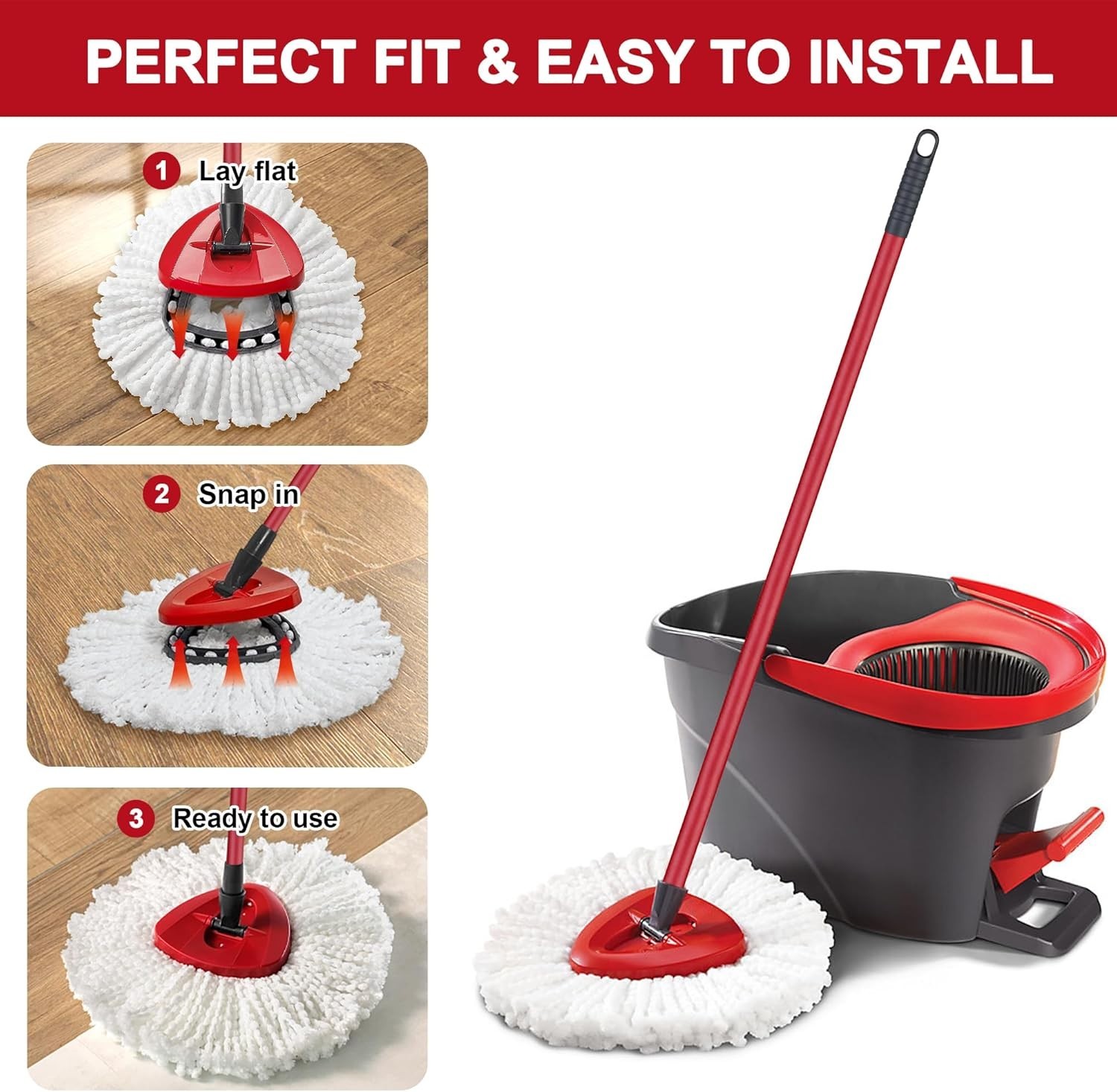 High-Quality Microfiber Mop Head Replacements for 1-Chamber O-Cedar Mops