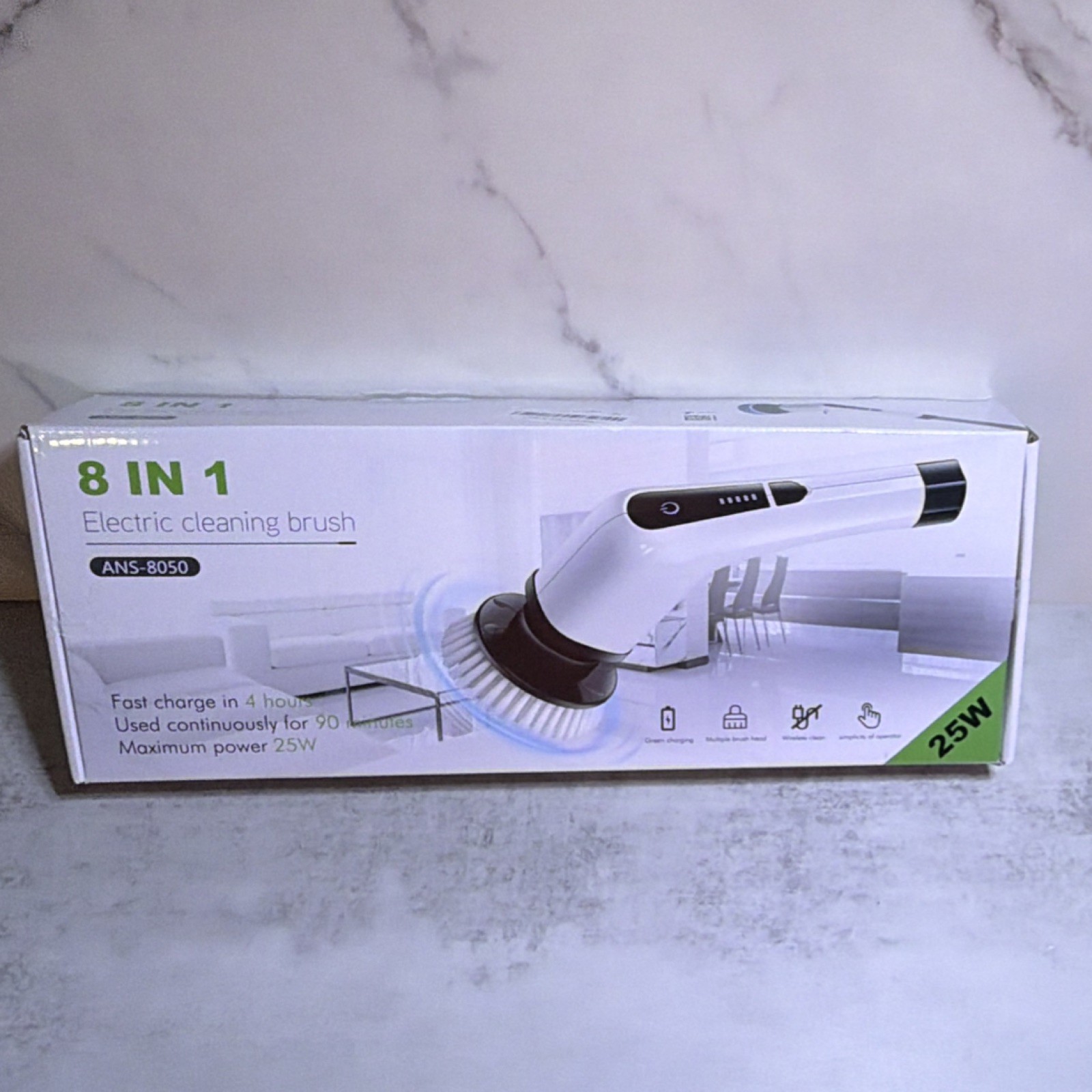 8-in-1 Rechargeable Electric Cleaning Brush Scrubber Set w/Handle ANS-8050