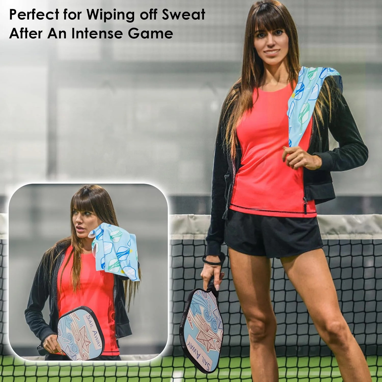 6 Pcs Soft Pickleball Towel 15 x 17 Inch Absorbent Fast Drying Towels for Women