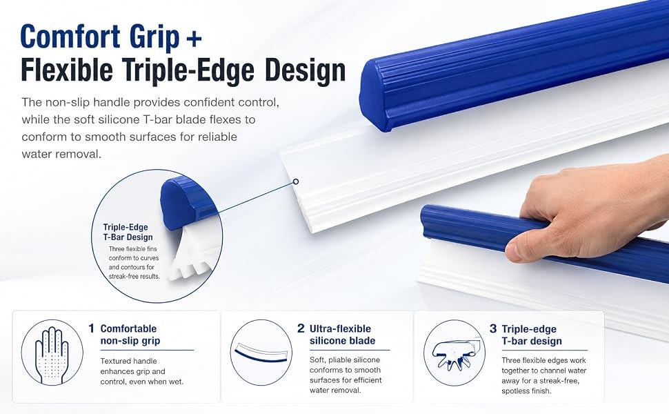 Professional Automotive Wiper Blade Squeegee, 12 inch 3-Layer Silicone Water