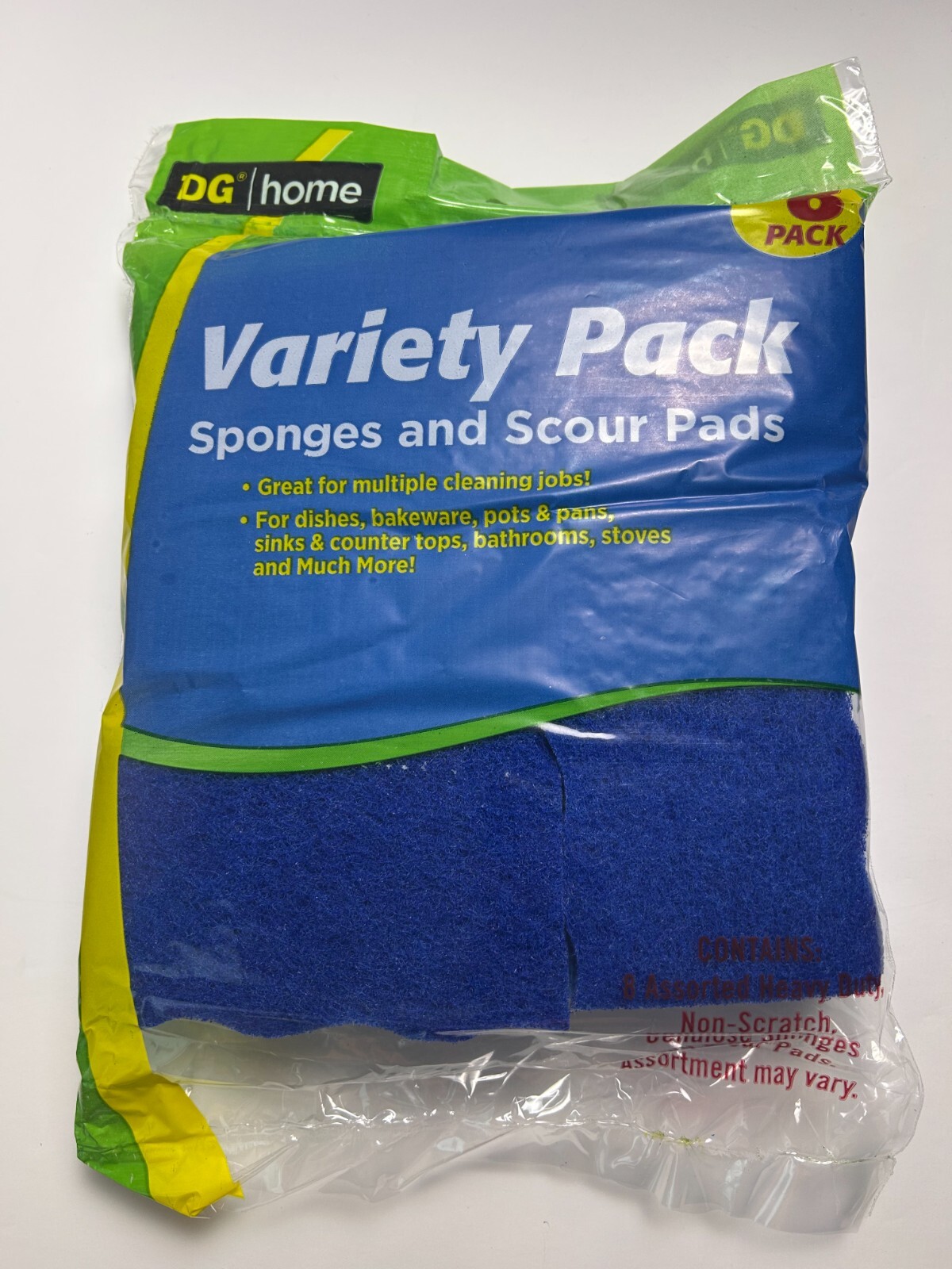 DG Home Variety 8pk Heavy Duty Sponges & Scour Pads for Dishes, Bakeware & Pans
