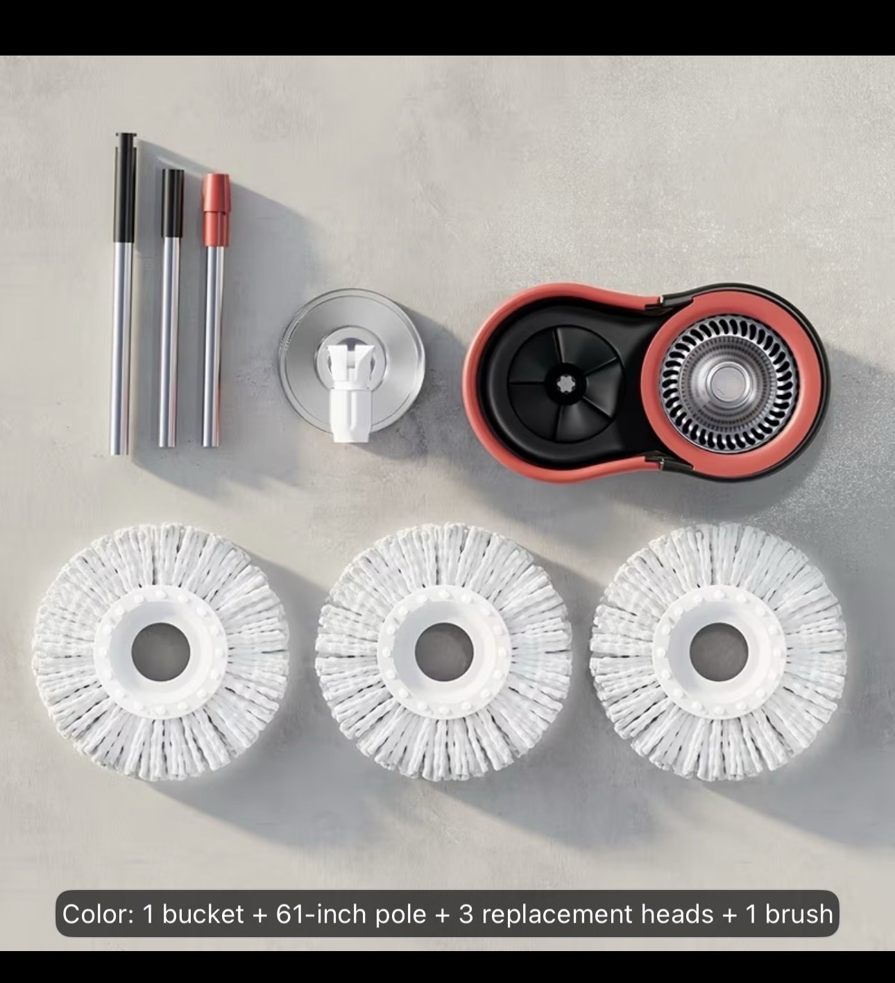 Spin Mop & Bucket Set With Wringer 360* Rotation Mop & 3microfiber Refill Heads