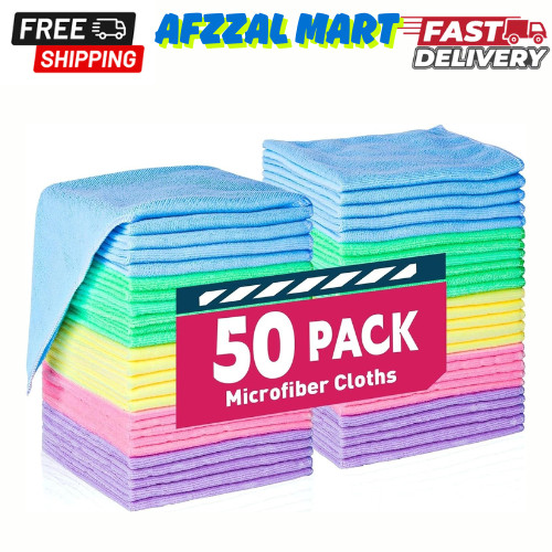 Microfiber Cleaning Cloth Set of 50 Towel Rag Car Polishing Detailing No-Scratch