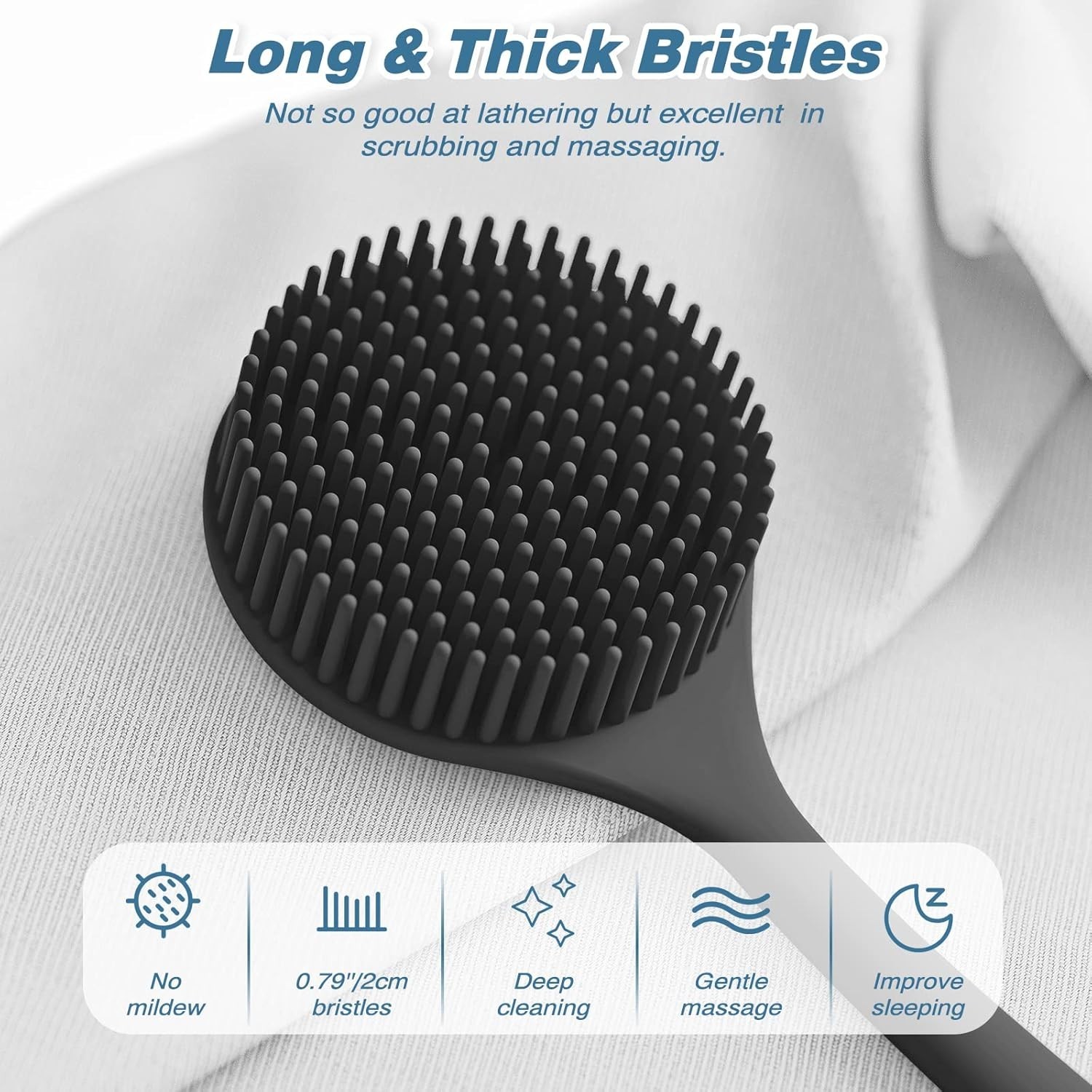 Manmihealth Silicone Back Scrubber(Thick Bristles) & Soft Bath Glove Set