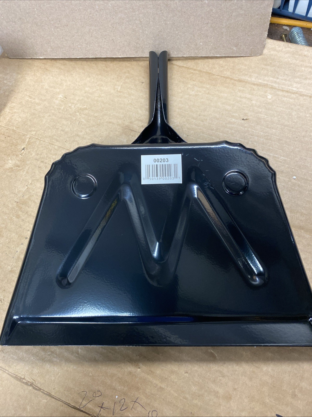 Heavy-Duty Black Metal Dustpan, 12″