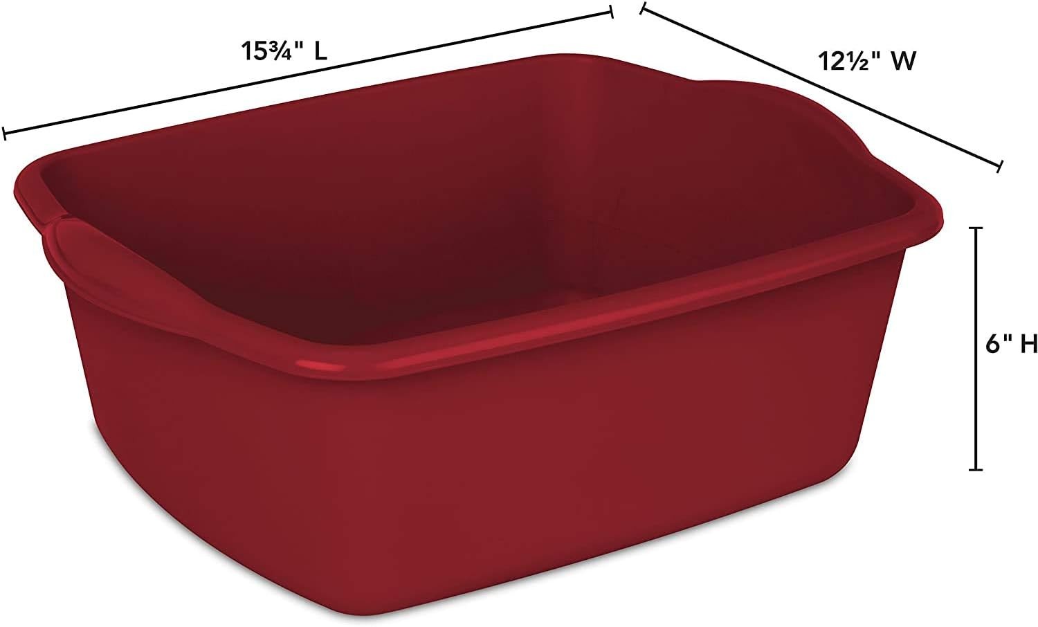 Sterlite 12 Quart Dishpan Basin, Multi-Purpose, 15 3/4″ x 12 1/2″ x 6″, Red,